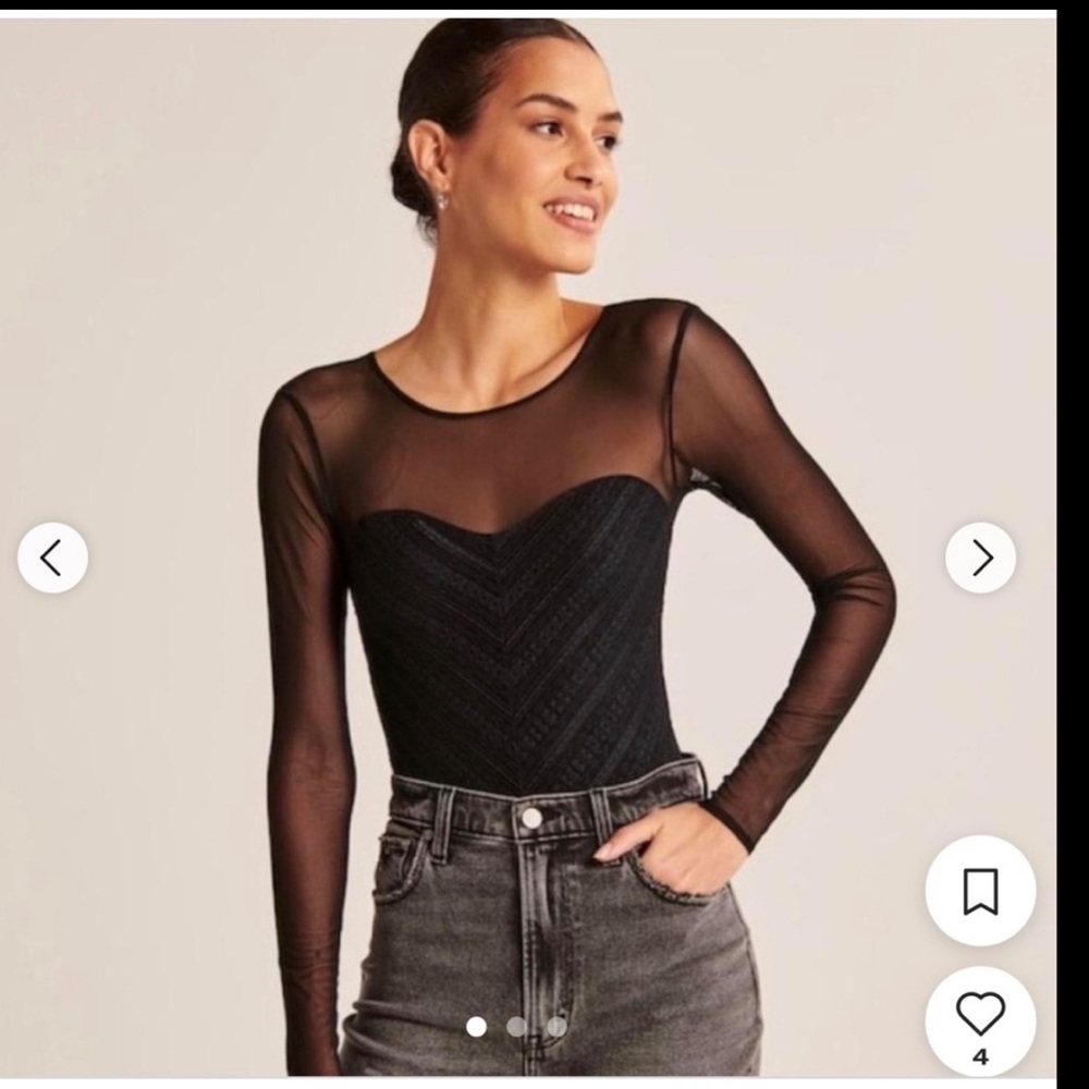 Abercrombie & Fitch Navy Sweetheart Lacy Bodysuit with Sheer Detailing Size XS